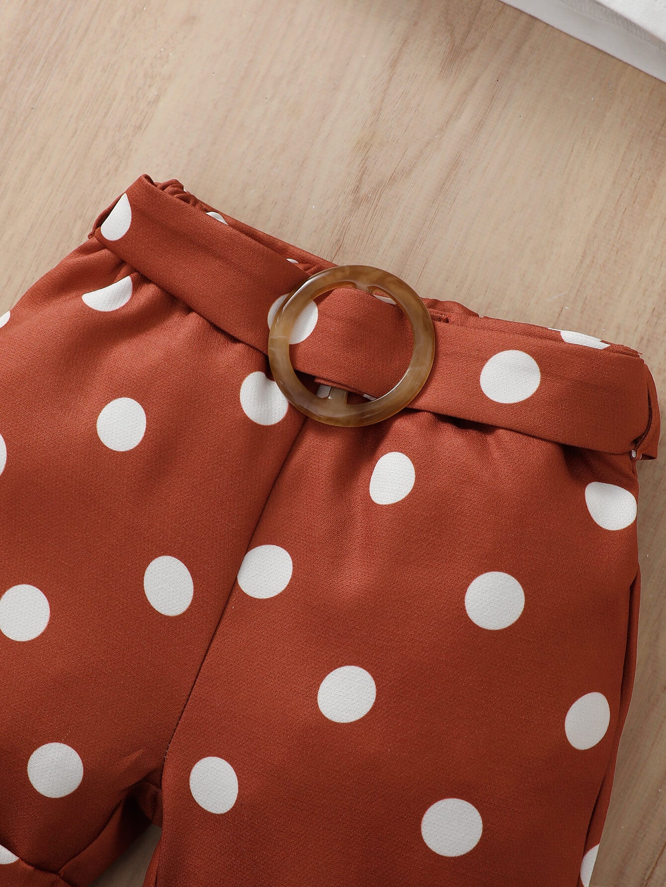 Graphic Ruffle Sleeve Top and Polka Dot Shorts Set