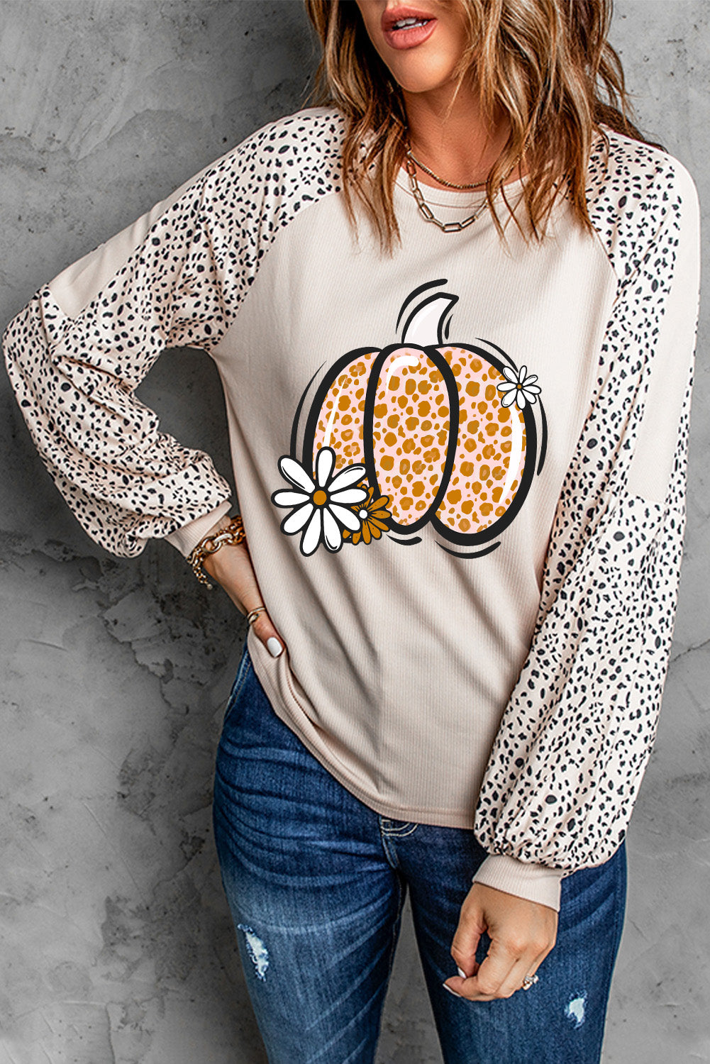 Pumpkin Floral Long Sleeve Shirt