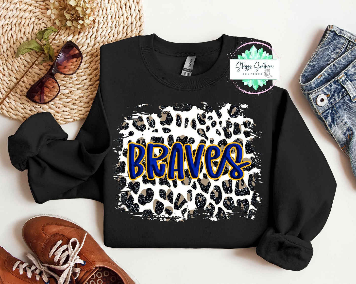Braves Cheetah Embossed Lettering