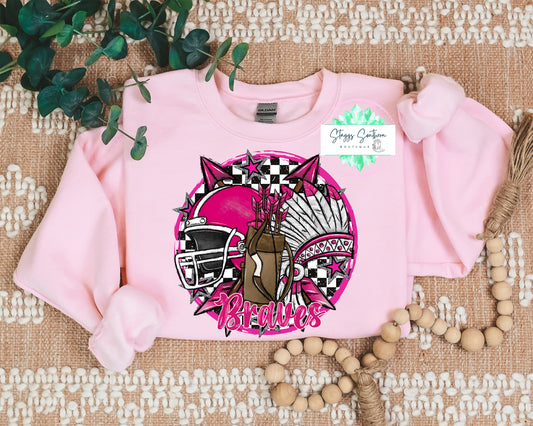 Pink Braves Football With Arrow Bag