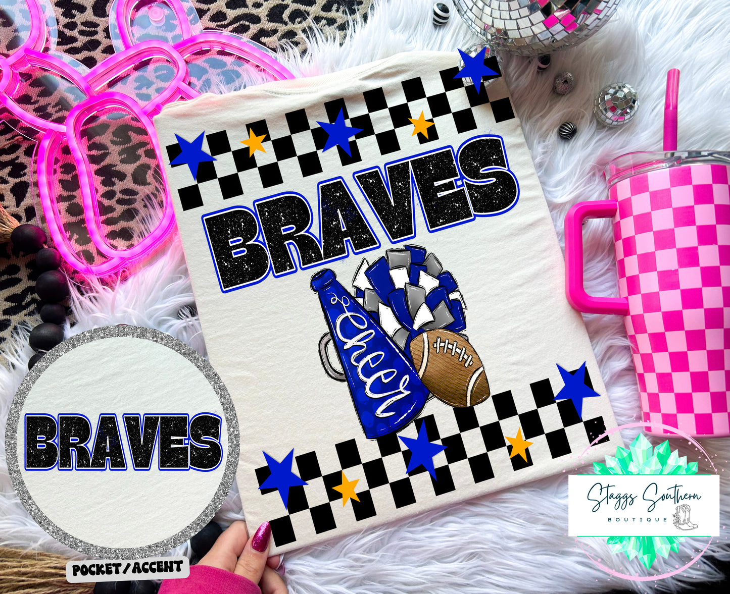 Checkered Braves Cheer & Football