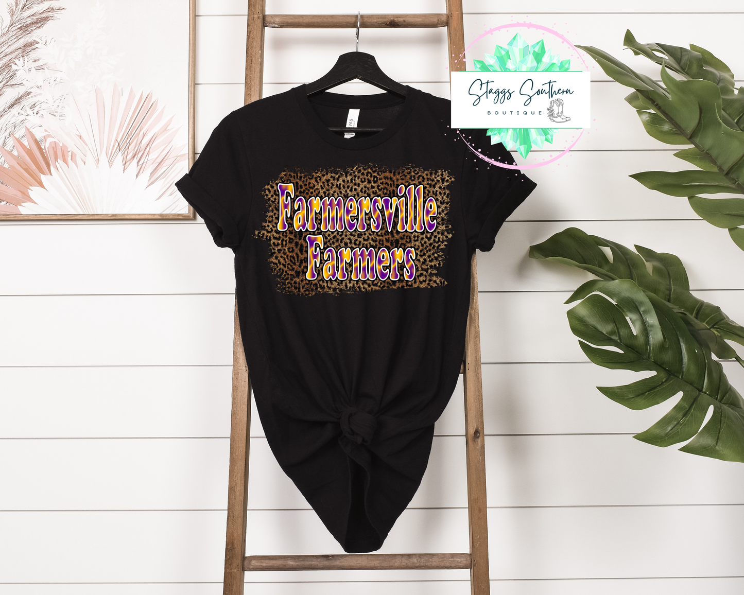 Farmersville Cheetah Background Custom Tee