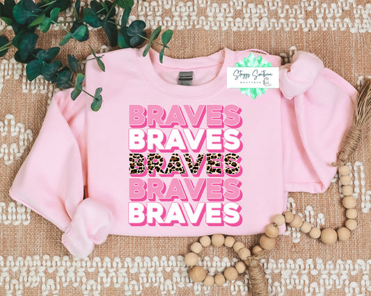 Braves, Braves, Braves Pink Sweatshirt