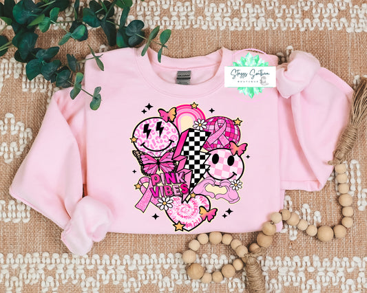 Retro Pink Vibes Pink Sweatshirt