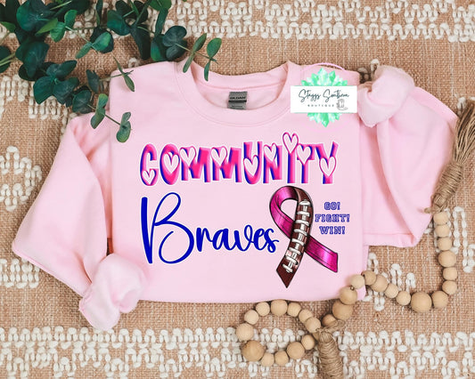 Community Braves Football Cancer Ribbon