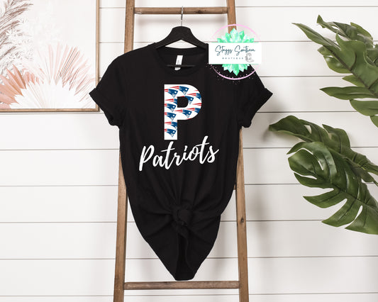 Single letter patterned Script Patriots