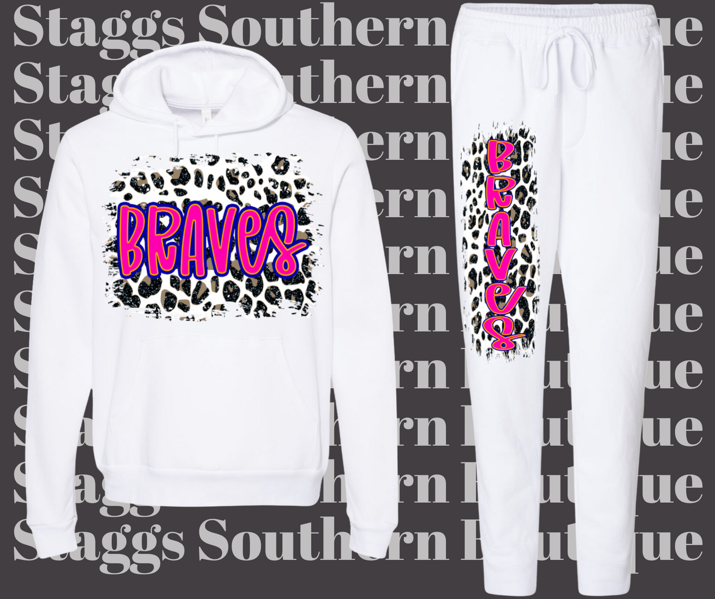 Women's PINK OR BLUE Braves Hoodie & Sweat Set