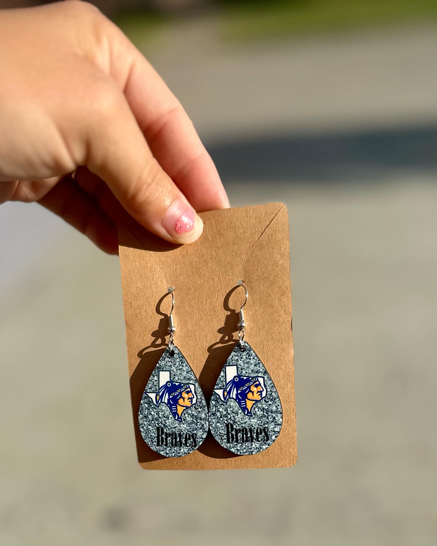 Braves Custom Earrings W/ TX Shape Mascot Emblem