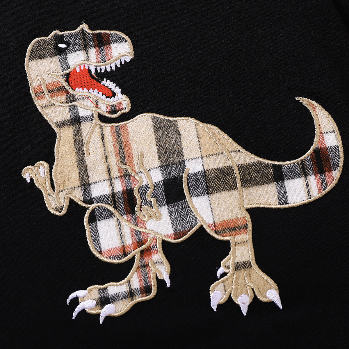 Dinosaur Tee and Plaid Shorts Set