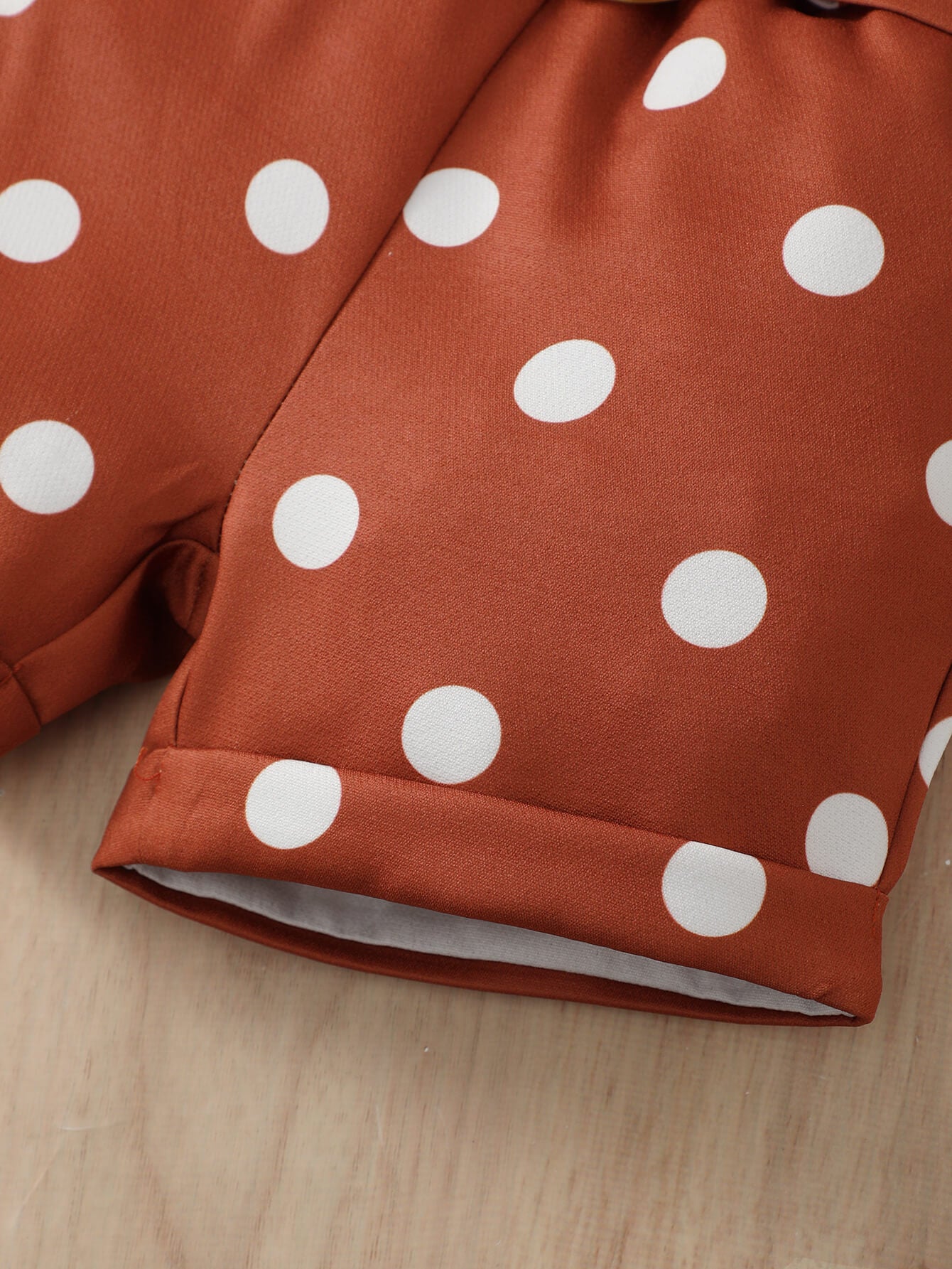 Graphic Ruffle Sleeve Top and Polka Dot Shorts Set