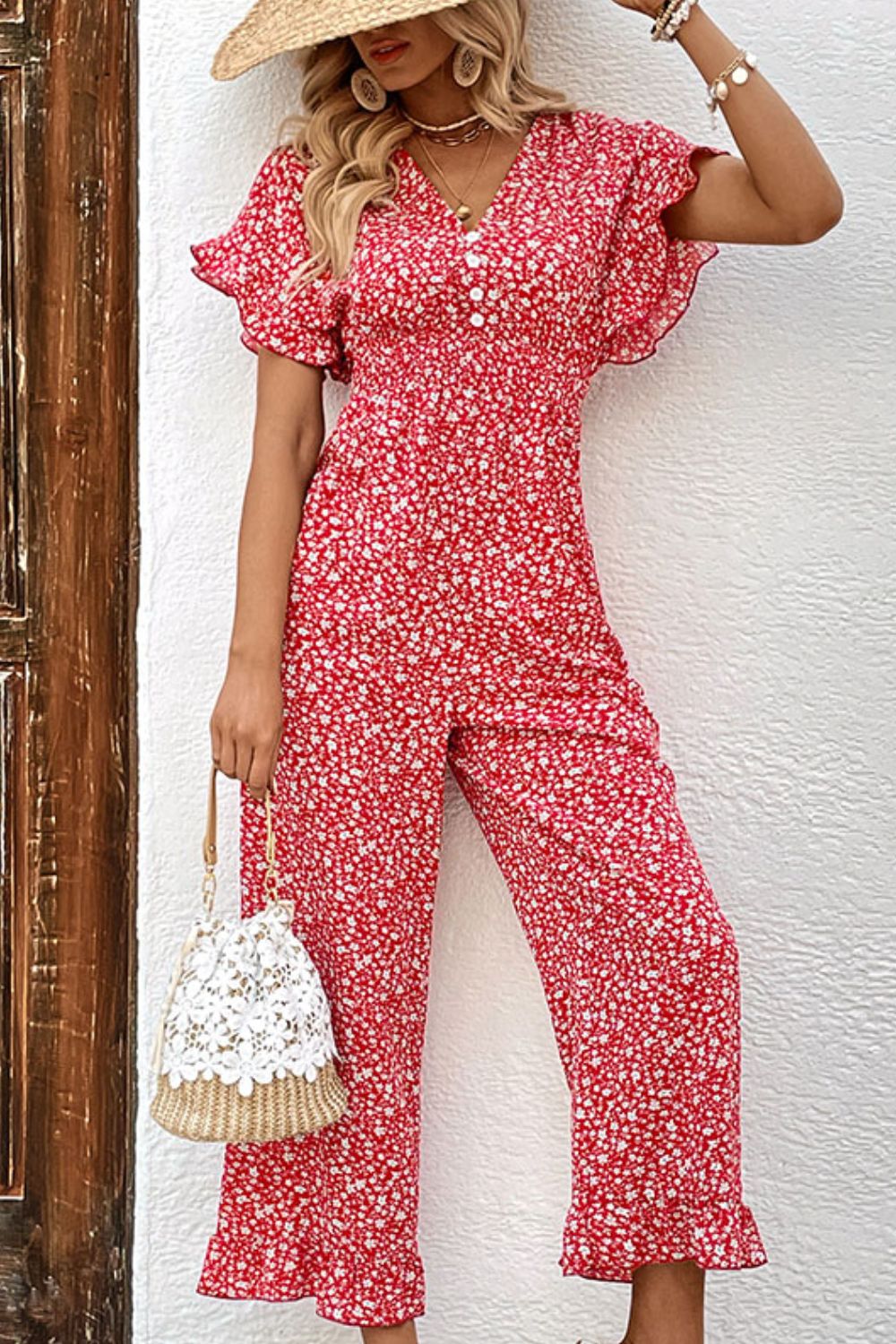 Tie Back Ruffled Jumpsuit