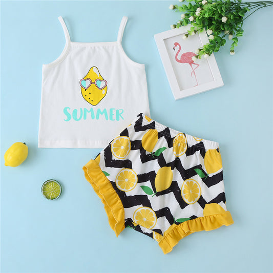 Summer Graphic Cami and Lemon Shorts Set