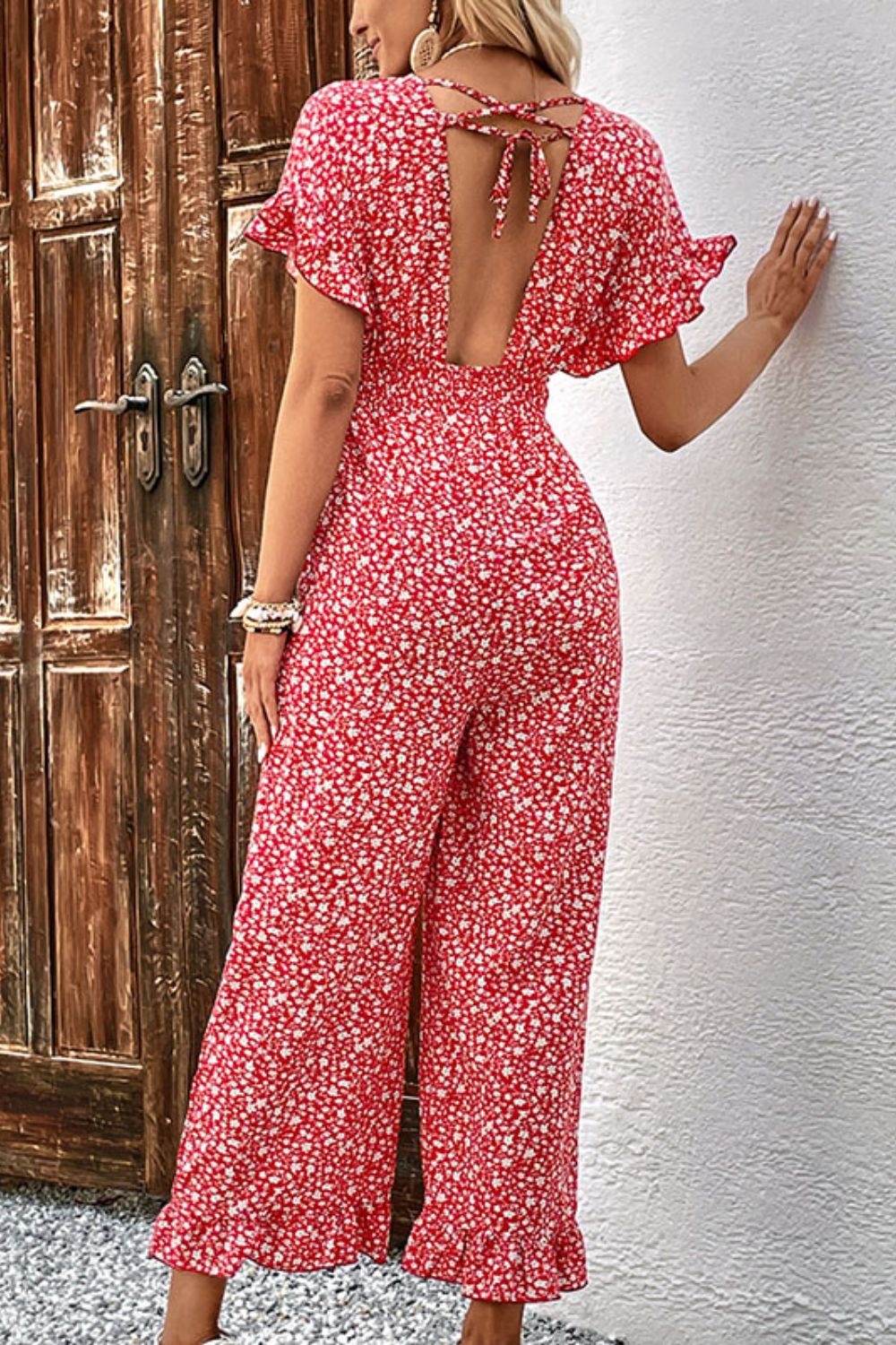 Tie Back Ruffled Jumpsuit