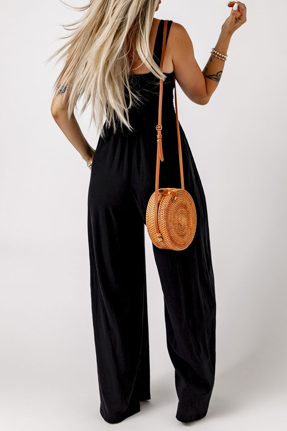 Smocked Jumpsuit with Pockets